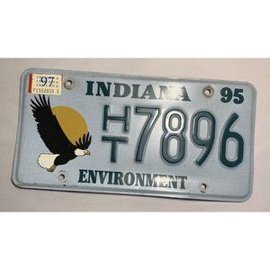1995 Indiana License Plate Soaring Eagle Environment HT7896 Expired